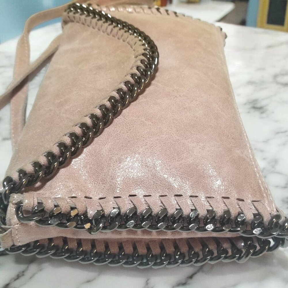 Lavorazione Artigiana Genuine Leather Crossbody Bag Mauve Italy Clutch - Picture 6 of 15